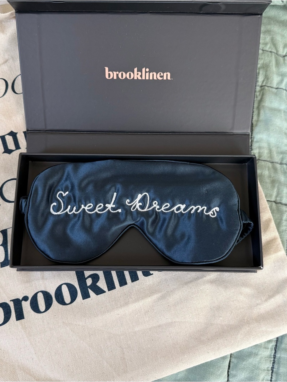 Brooklinen Navy Mulberry Silk "Sweet Dreams" Sleep Mask